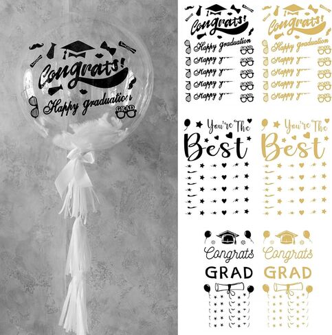 30 Sheets Graduation Bobo Balloon Stickers Congrats Grad Happy Graduation Congratulation Grad Decals Transparent Bubble Balloons Stickers (30) in Saudi Arabia