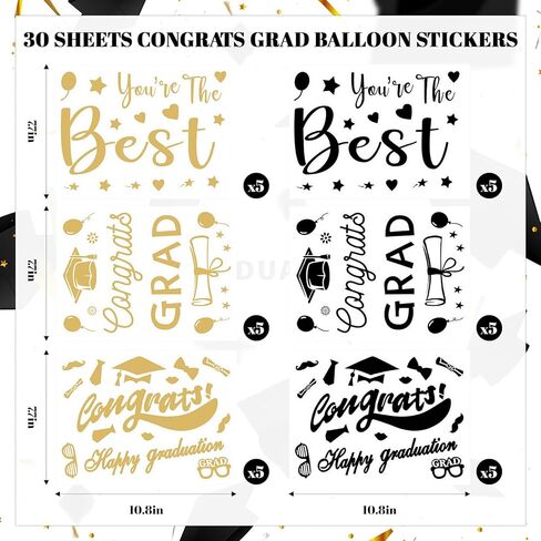 30 Sheets Graduation Bobo Balloon Stickers Congrats Grad Happy Graduation Congratulation Grad Decals Transparent Bubble Balloons Stickers (30) in Saudi Arabia