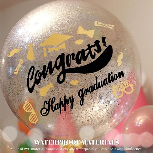 30 Sheets Graduation Bobo Balloon Stickers Congrats Grad Happy Graduation Congratulation Grad Decals Transparent Bubble Balloons Stickers (30) in Saudi Arabia