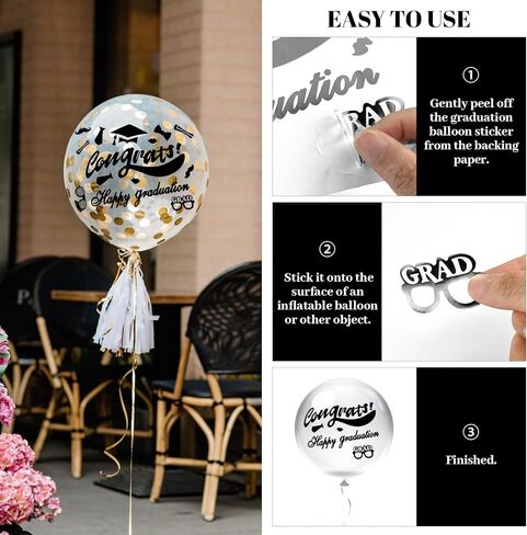 30 Sheets Graduation Bobo Balloon Stickers Congrats Grad Happy Graduation Congratulation Grad Decals Transparent Bubble Balloons Stickers (30) in Saudi Arabia
