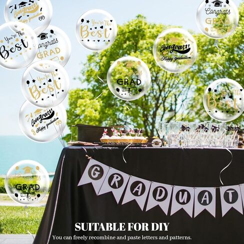 30 Sheets Graduation Bobo Balloon Stickers Congrats Grad Happy Graduation Congratulation Grad Decals Transparent Bubble Balloons Stickers (30) in Saudi Arabia