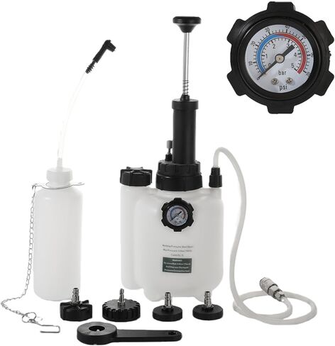 3L Manual Brake Bleeder Kit with Vacuum Pump - 1L Waste Bottle, 4 Upgraded Master Cylinder Adapters & 2 Brake Hoses, One-Person Operation Brake Fluid Bleeding Tool for Most Vehicles in Saudi Arabia