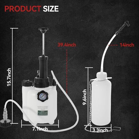 3L Manual Brake Bleeder Kit with Vacuum Pump - 1L Waste Bottle, 4 Upgraded Master Cylinder Adapters & 2 Brake Hoses, One-Person Operation Brake Fluid Bleeding Tool for Most Vehicles in Saudi Arabia