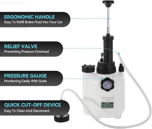 3L Manual Brake Bleeder Kit with Vacuum Pump - 1L Waste Bottle, 4 Upgraded Master Cylinder Adapters & 2 Brake Hoses, One-Person Operation Brake Fluid Bleeding Tool for Most Vehicles in Saudi Arabia