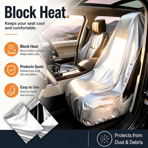 Car Seat Sun Shade Cover,Titanium Silver Front Seat Covers for Cars with Foldable Design,Portable Car Seats Shade for Dust Protection & Heat Blocking & Temperature Reduction in Kuwait