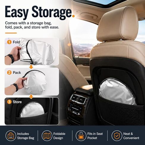 Car Seat Sun Shade Cover,Titanium Silver Front Seat Covers for Cars with Foldable Design,Portable Car Seats Shade for Dust Protection & Heat Blocking & Temperature Reduction in Kuwait