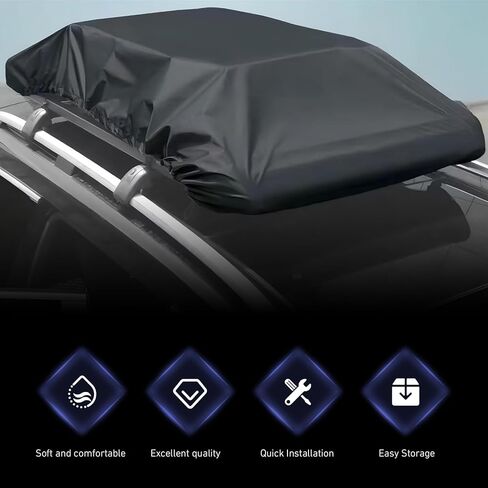 Car Top Roof Rack Cover, Waterproof Rooftop Cargo Luggage Rain Shield with Adjustable Drawstring, Outdoor Travel Storage Protector, Universal for Most Cars, Trucks, SUVs (Black) in Kuwait