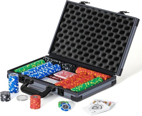 Boyzhood Poker Chips,300 Pcs Poker Set with Aluminum Travel Case,11.5 Gram Poker Chips Set for Texas Holdem Blackjack Gambling in Kuwait