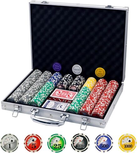 Boyzhood Poker Chips,300 Pcs Poker Set with Aluminum Travel Case,11.5 Gram Poker Chips Set for Texas Holdem Blackjack Gambling in Kuwait
