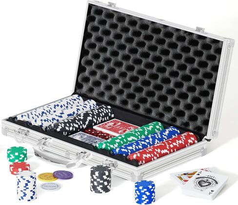Boyzhood Poker Chips,300 Pcs Poker Set with Aluminum Travel Case,11.5 Gram Poker Chips Set for Texas Holdem Blackjack Gambling in Kuwait