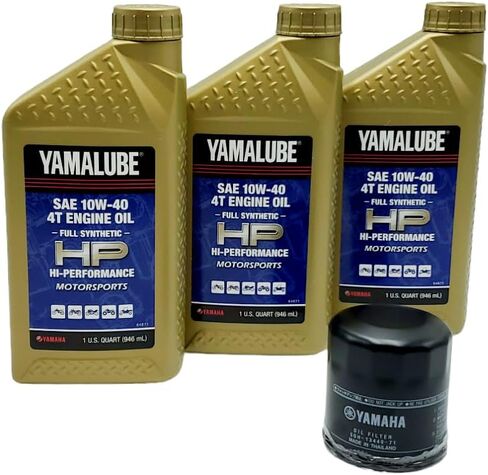 Yamaha Wolverine 350/450 (2006-2010) جميع الموديلات طقم تغيير فلتر الزيت HP Yamaha الجزء # 5GH-13440-71-00، 3 كوارتات عالية الأداء LUB-10W40-FS-12 in Kuwait