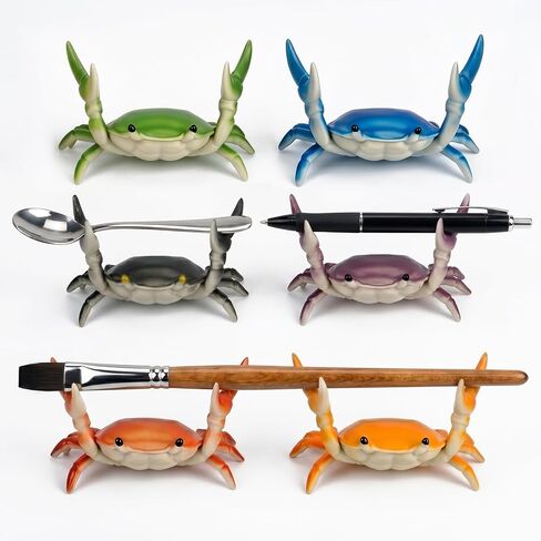 6 Pcs Crab Pen Holder for Desk, Weightlifting Crab Pen Stand Storage Rack, Desktop Decoration, Crab Shaped Pencil Holder, Funny Gift & Birthday Party Supplies for Office, School and Home in Saudi Arabia