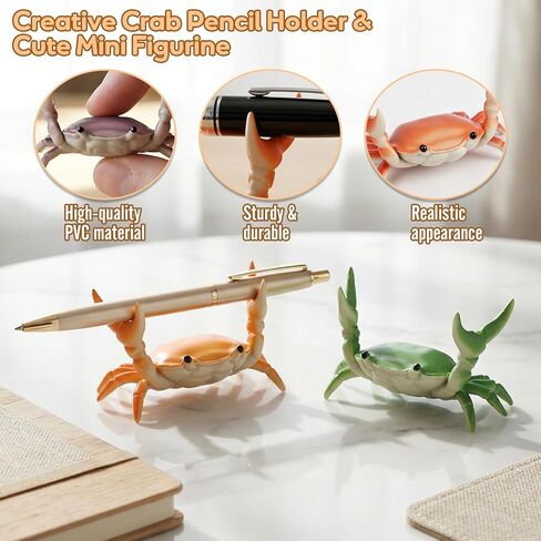 6 Pcs Crab Pen Holder for Desk, Weightlifting Crab Pen Stand Storage Rack, Desktop Decoration, Crab Shaped Pencil Holder, Funny Gift & Birthday Party Supplies for Office, School and Home in Saudi Arabia