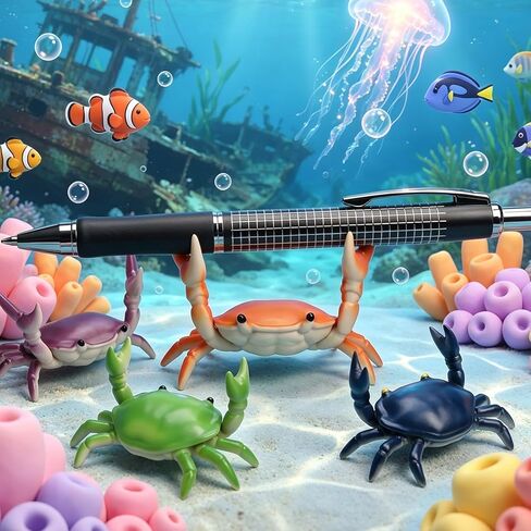 6 Pcs Crab Pen Holder for Desk, Weightlifting Crab Pen Stand Storage Rack, Desktop Decoration, Crab Shaped Pencil Holder, Funny Gift & Birthday Party Supplies for Office, School and Home in Saudi Arabia