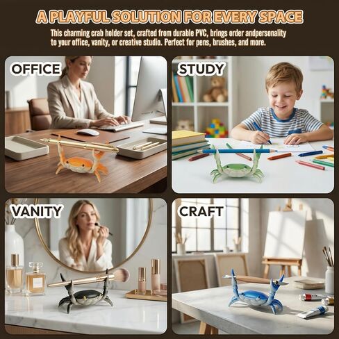 6 Pcs Crab Pen Holder for Desk, Weightlifting Crab Pen Stand Storage Rack, Desktop Decoration, Crab Shaped Pencil Holder, Funny Gift & Birthday Party Supplies for Office, School and Home in Saudi Arabia