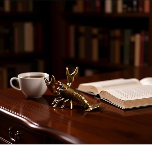 2Pcs Lobster Pen Holder,Funny Weightlifting Lobster Desk Figurine,Vintage Brass Lucky Lobsters Sculpture Animal Decor for Office Home Display Bookshelf Decorations (2) in Saudi Arabia