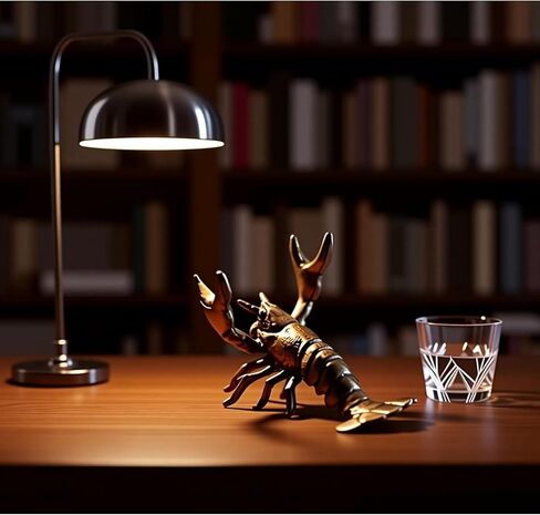 2Pcs Lobster Pen Holder,Funny Weightlifting Lobster Desk Figurine,Vintage Brass Lucky Lobsters Sculpture Animal Decor for Office Home Display Bookshelf Decorations (2) in Saudi Arabia