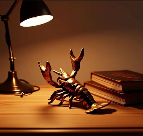 2Pcs Lobster Pen Holder,Funny Weightlifting Lobster Desk Figurine,Vintage Brass Lucky Lobsters Sculpture Animal Decor for Office Home Display Bookshelf Decorations (2) in Saudi Arabia