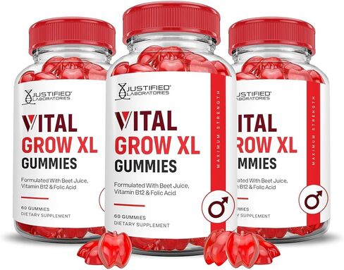 Vital Grow XL Performance Gummies 1000MG تركيبة متقدمة تم تركيبها مع مسحوق عصير البنجر والرمان ACV B12، نباتي غير معدل وراثيًا، 60 علكة in Saudi Arabia