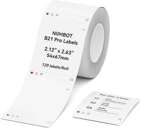 ملصقات صور NIIMBOT لصانع الملصقات B21 Pro/B1 Pro/B2 Pro، 2.13 بوصة × 3.15 بوصة (54 × 80 مم)، ورق صور حراري، فكرة لملصق الصور، الحرف اليدوية، ملاحظات الدراسة، هدية، ملصقات للمجلات، أبيض in Kuwait