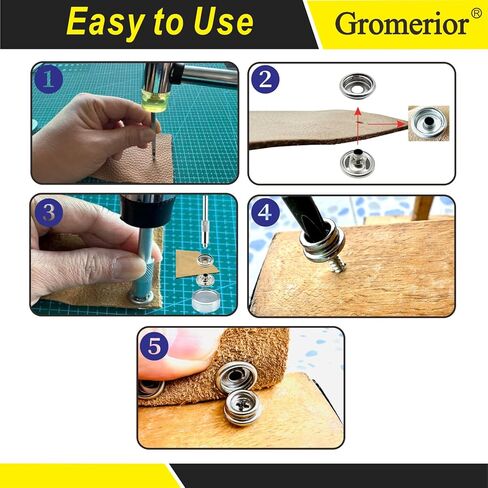 Premium 50 Sets(150Pcs) Snap Button Kit, 15mm Marine Grade Stainless Steel Canvas Snap Kit with 3 Setting Tools, Heavy Duty Snap Fastener Kit for Boat Covers Tarps Fabric Outdoor DIY Repair in Saudi Arabia