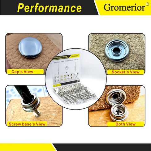 Premium 50 Sets(150Pcs) Snap Button Kit, 15mm Marine Grade Stainless Steel Canvas Snap Kit with 3 Setting Tools, Heavy Duty Snap Fastener Kit for Boat Covers Tarps Fabric Outdoor DIY Repair in Saudi Arabia
