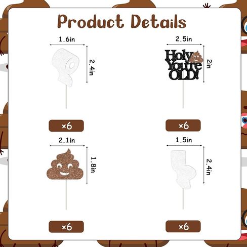 زينة عيد ميلاد مضحكة، 24 قطعة من Holy Shit You're Old Themed Cupcake Topper بريق ديكور الكيك تم تجميعها مسبقًا للرجال والنساء في الأربعينيات والخمسينيات والستينيات والسبعينيات من العمر لوازم زينة حفلات أعياد الميلاد in Kuwait