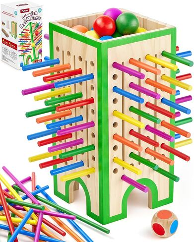 Montessori Toys Wooden Board Games for Kids 4-6, 42 Colorful Wooden Sticks Fine Motor Skills Toy for 3 4 5 6 Years Old, Math&Counting Learning Toy Family Games Travel Toys Gifts for Girls and Boys in Kuwait
