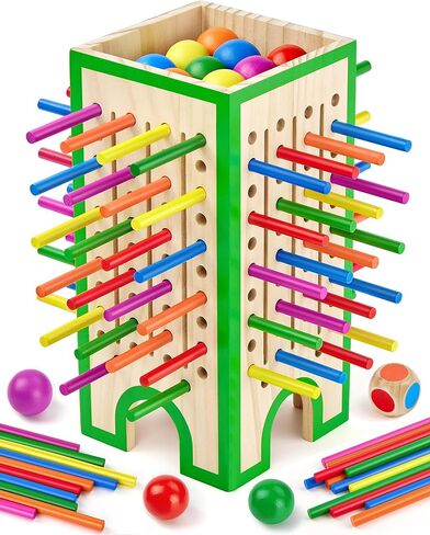 Montessori Toys Wooden Board Games for Kids 4-6, 42 Colorful Wooden Sticks Fine Motor Skills Toy for 3 4 5 6 Years Old, Math&Counting Learning Toy Family Games Travel Toys Gifts for Girls and Boys in Kuwait