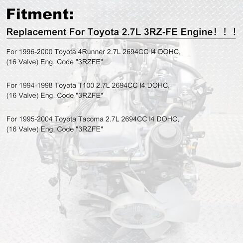 3RZ-FE 2.7L طقم إصلاح إعادة بناء المحرك مع العمود المرفقي/قضيب التوصيل/المكابس مناسب لـ 4 عداء T100 تاكوما 2.7L 2694cc 4cyl 16 صمام DOHC in Kuwait