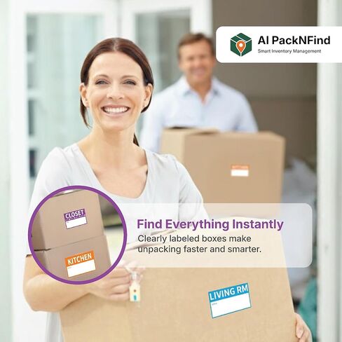 AIPackNFind 300 Count 3.4x2 Moving Labels for 1-4 Bedroom – Color Coded Stickers for Packing Boxes – 11 Room Designs – Waterproof & Tear Resistant – Removable Adhesive – Blank Labels for Custom Notes in Saudi Arabia