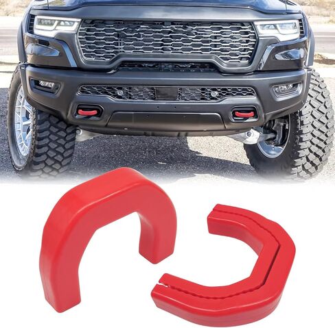 أغطية خطافات السحب متوافقة مع Dodge RAM 1500 2019-2026، غطاء وصلة السحب الأمامي باللون الأحمر (غير مناسب لـ RAM 1500 Classic، Warlock، RAM 2500، RAM 3500) in Kuwait