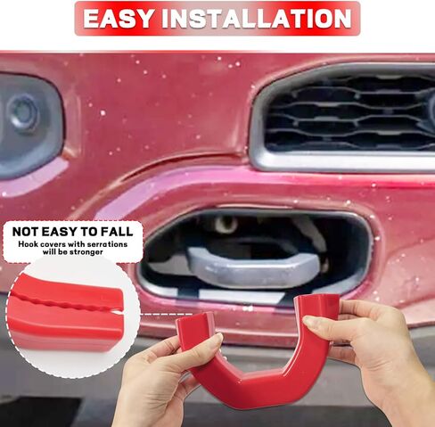 أغطية خطافات السحب متوافقة مع Dodge RAM 1500 2019-2026، غطاء وصلة السحب الأمامي باللون الأحمر (غير مناسب لـ RAM 1500 Classic، Warlock، RAM 2500، RAM 3500) in Kuwait