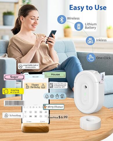 N12 White Label Maker Tape, 4 Rolls Label Printer Paper, 14x40mm (0.55"x1.57"), 180 Labels/Roll, Black on White Sticker Thermal Paper Self-Adhesive in Saudi Arabia