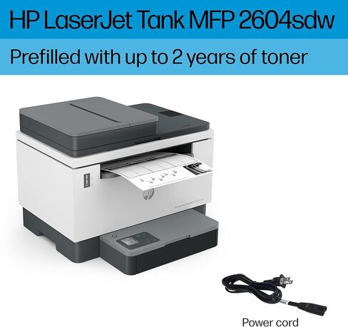 طابعة HP LaserJet-Tank MFP 2604sdw اللاسلكية بالأبيض والأسود مملوءة مسبقًا بما يصل إلى عامين من حبر HP الأصلي (381V1A) (متجدد) in Kuwait