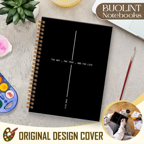 Christian Cross Notebook Journal 5.5x8.3, Christian Gifts for Women Men, Religious Prayer Journal, Church Notes Notebook, the Way the Truth Life Bible Verse Spiral Hardcover Notebooks in Kuwait