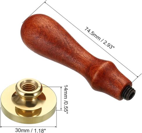 30mm Round Blank Wax Seal Stamp, Removable Brass Head Without Carving Wooden Handle Retro for Envelope Invitation Wine Packing Gift Wrapping in Kuwait