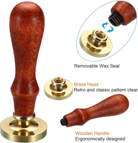 30mm Round Blank Wax Seal Stamp, Removable Brass Head Without Carving Wooden Handle Retro for Envelope Invitation Wine Packing Gift Wrapping in Kuwait