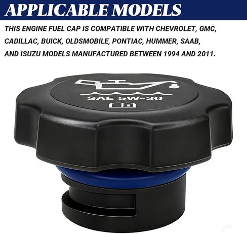 Engine Oil Filler Cap Replacement, automotive oil cap Compatible with GM 1992-2018 1994-2011 Chevrolet GMC Cadillac Buick Oldsmobile Pontiac Hummer Saab Isuzu, Replaces OEM #FC208, 12573337 in Saudi Arabia