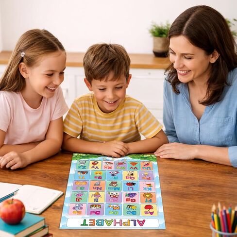 Tukora Alphabet Poster for Kids ABC Wall Chart with Uppercase and Lowercase Letters Colourful Educational Nursery Poster with Animals and Objects Preschool Classroom Learning Decor Premium UK Made in Saudi Arabia