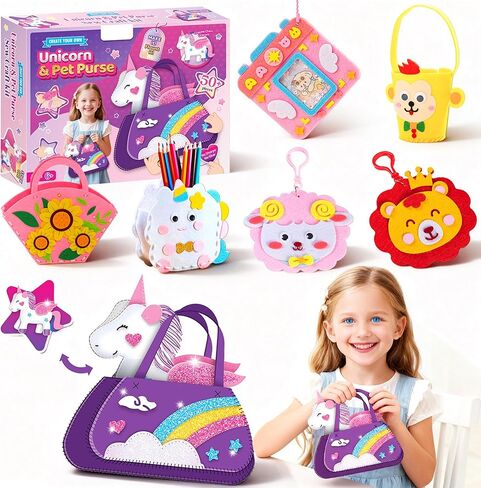 RivanPal Sewing Kit for Beginner, Art Craft Supplies, Learn to Sew Embroidery Kit for Unicorn Purse Bags Picture Frame Pen Holder, DIY Felt Craft Gifts in Saudi Arabia