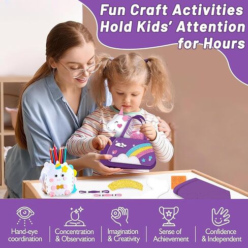 RivanPal Sewing Kit for Beginner, Art Craft Supplies, Learn to Sew Embroidery Kit for Unicorn Purse Bags Picture Frame Pen Holder, DIY Felt Craft Gifts in Saudi Arabia