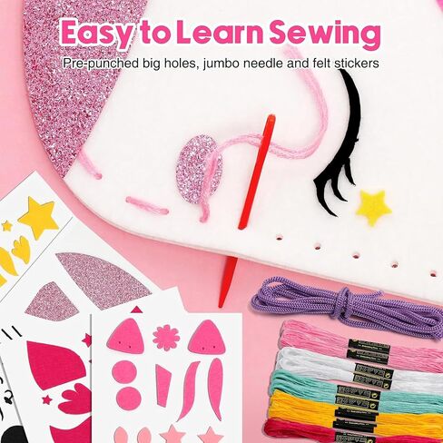 RivanPal Sewing Kit for Beginner, Art Craft Supplies, Learn to Sew Embroidery Kit for Unicorn Purse Bags Picture Frame Pen Holder, DIY Felt Craft Gifts in Saudi Arabia