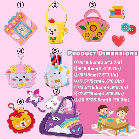RivanPal Sewing Kit for Beginner, Art Craft Supplies, Learn to Sew Embroidery Kit for Unicorn Purse Bags Picture Frame Pen Holder, DIY Felt Craft Gifts in Saudi Arabia