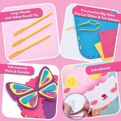 RivanPal Sewing Kit for Beginner, Art Craft Supplies, Learn to Sew Embroidery Kit for Unicorn Purse Bags Picture Frame Pen Holder, DIY Felt Craft Gifts in Saudi Arabia