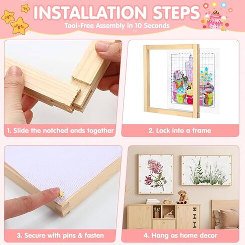 8-Pcs Wooden Needlepoint Stretcher Bars Kit - Includes 6" & 8" Sizes, 40 Thumb Tacks, Storage Box & Tack Remover for Embroidery, Cross Stitch & Canvas Art Supplies (Natural-8pcs) in Saudi Arabia