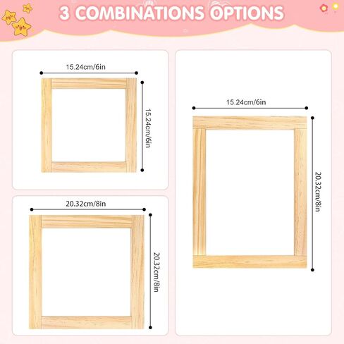 8-Pcs Wooden Needlepoint Stretcher Bars Kit - Includes 6" & 8" Sizes, 40 Thumb Tacks, Storage Box & Tack Remover for Embroidery, Cross Stitch & Canvas Art Supplies (Natural-8pcs) in Saudi Arabia