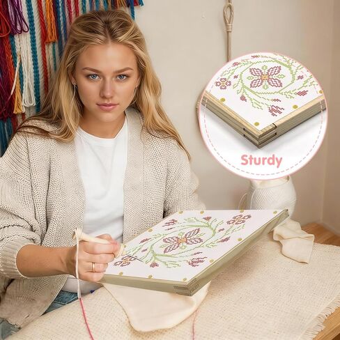 8-Pcs Wooden Needlepoint Stretcher Bars Kit - Includes 6" & 8" Sizes, 40 Thumb Tacks, Storage Box & Tack Remover for Embroidery, Cross Stitch & Canvas Art Supplies (Natural-8pcs) in Saudi Arabia