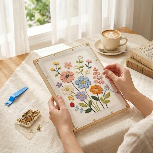 24Pcs Needlepoint Stretcher Bars for Needlework - 6 Sizes Needle Point Stretcher Bars with 100 Tacks, 6 Sets Wooden Canvas Splicing Needlepoint Embroidery Frame for Cross Stitch Crafts Art Supplies in Saudi Arabia
