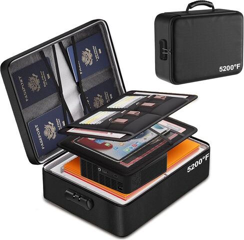 Fireproof Document Box, Multi-Layer Heat Insulated Fire and waterproof office bag with lock，Portable family outdoor travel bags are suitable for storing important documents and valuable. in Saudi Arabia